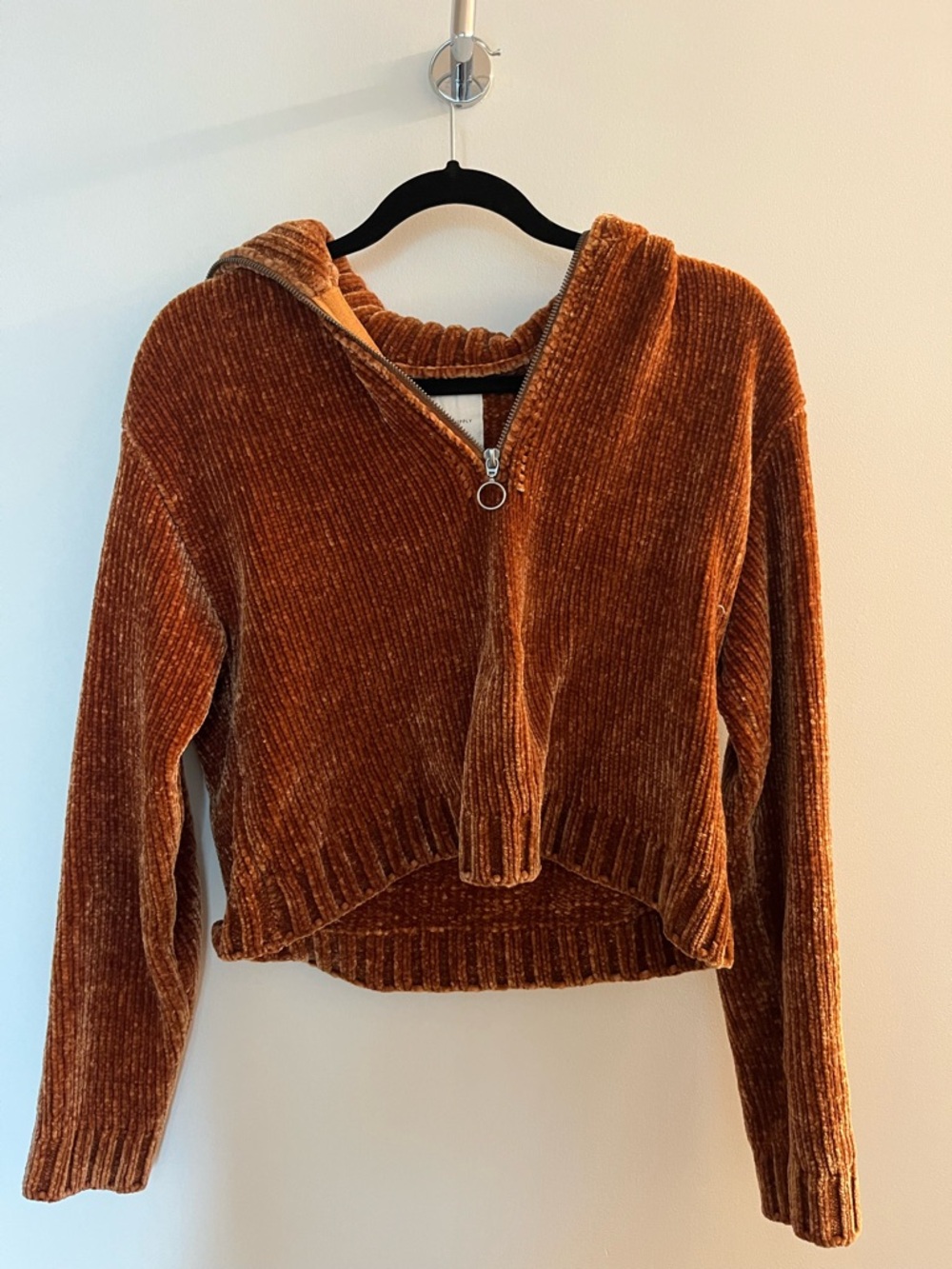Thread & Supply Rust Brown Chenille Half-Zip Hoodie